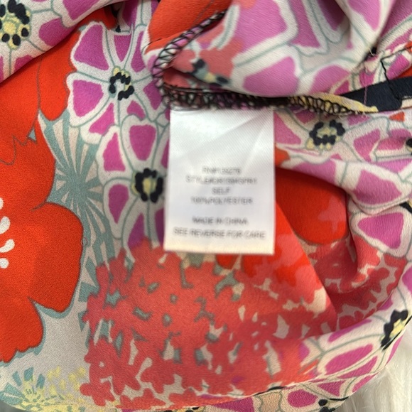 Chiffon Floral Print Long Sleeves V Neck Top Size Small - Picture 7 of 8